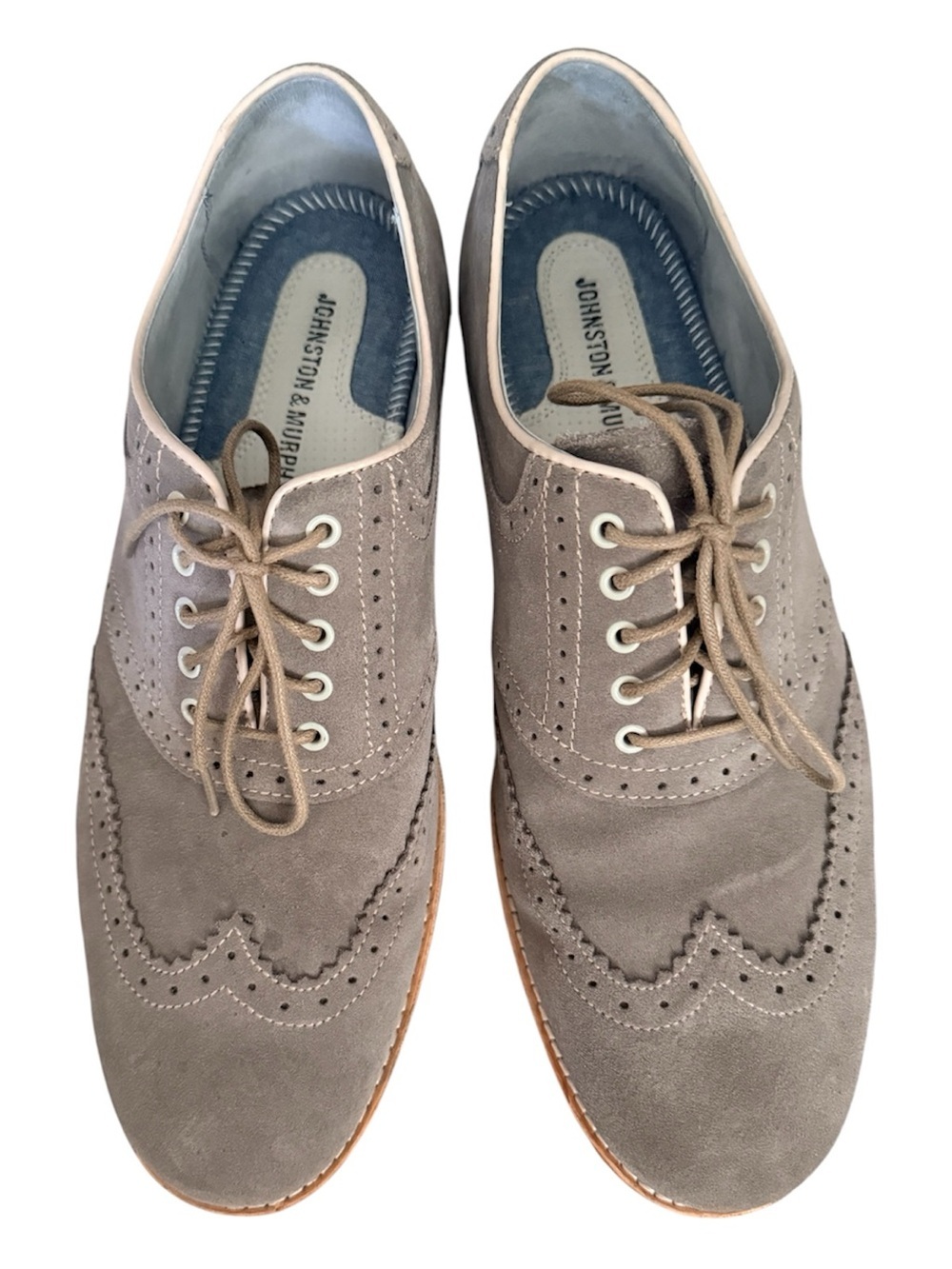 Johnston & Murphy grey Sheepskin Wingtip Oxfords GUC business blokecore luxury